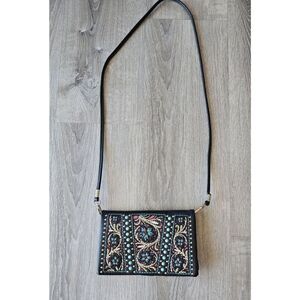 Embroidered Black Crossbody Bag